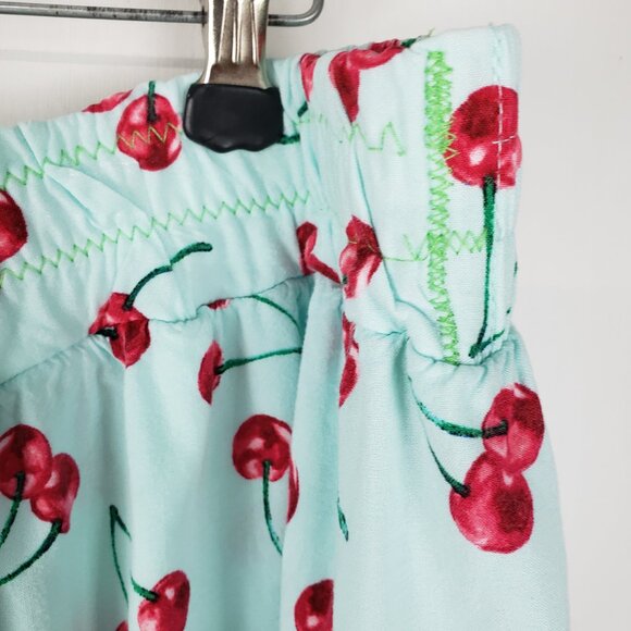 Torrid Retro Chic Midi Challis Pull On Skirt Aqua Cherry Print App. 2X SEE DESC - Picture 5 of 12